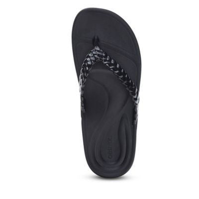 Aetrex Vicki Black Gloss Women's Flipflops