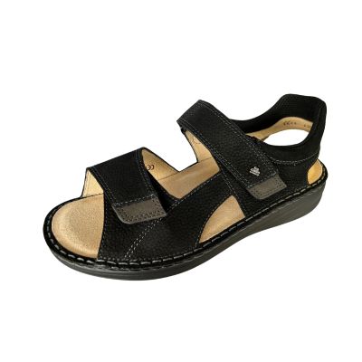 Finn Comfort Skiathos Nubukrona/Impala Black/Grey Men's Sandals