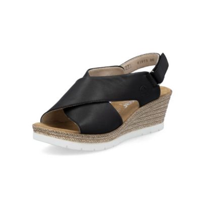 Rieker 61975-00 Black Women's Wedge Sandals