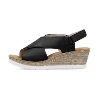 Rieker 61975-00 Black Women's Wedge Sandals