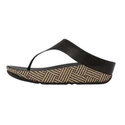 Fitflop Lulu Lux Graphic-Weave Toe-Post Black Women's Sandals