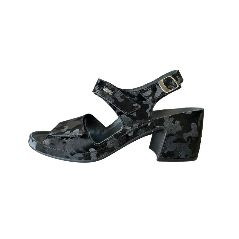 Vital Cara Camo Black Women's Block Heel Sandals