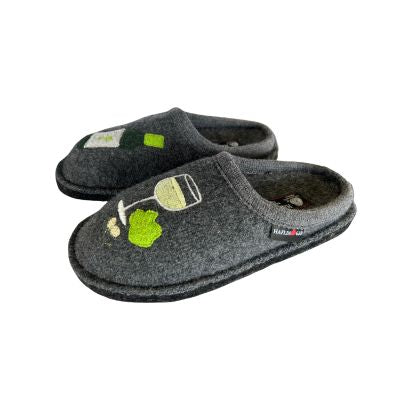 Haflinger Wine Time Grey Women's Slippers