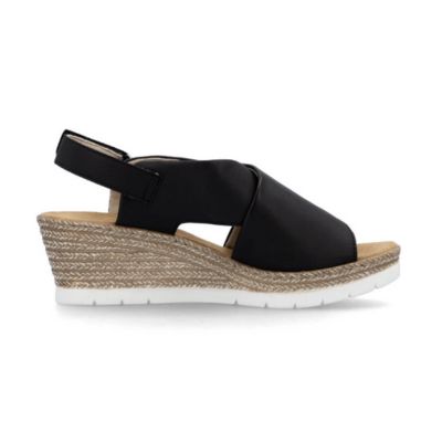 Rieker 61975-00 Black Women's Wedge Sandals