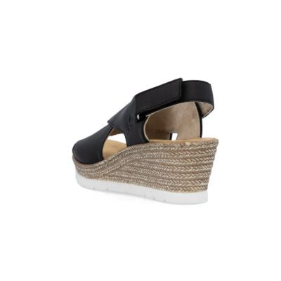 Rieker 61975-00 Black Women's Wedge Sandals