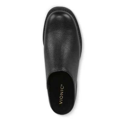 Vionic Fairfax Black Leather Women's Clogs