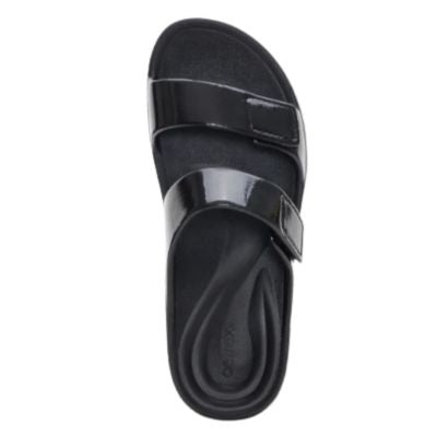 Aetrex Kaia Black Gloss Women's Flipflops