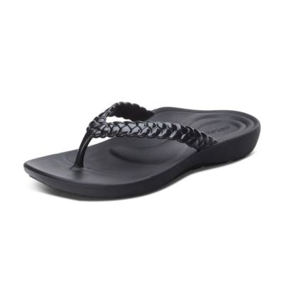 Aetrex Vicki Black Gloss Women's Flipflops