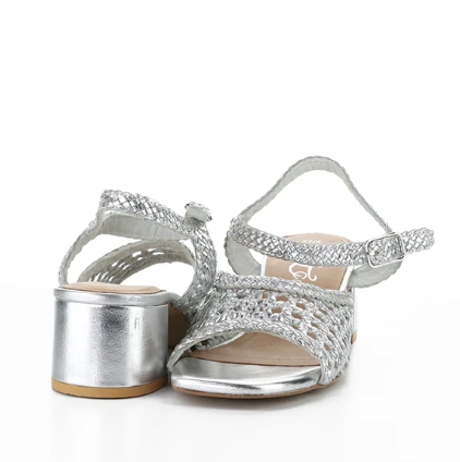 Wendi Silver Woven Leather Dress Sandal