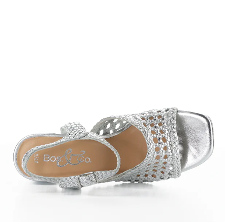 Wendi Silver Woven Leather Dress Sandal