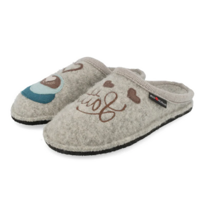 Haflinger Latte Silver Grey Women's Slippers