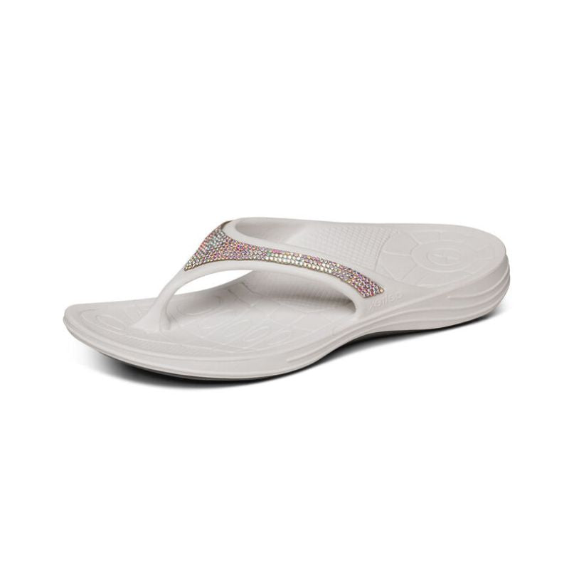 Aetrex Fiji Sparkle White Women s Flips