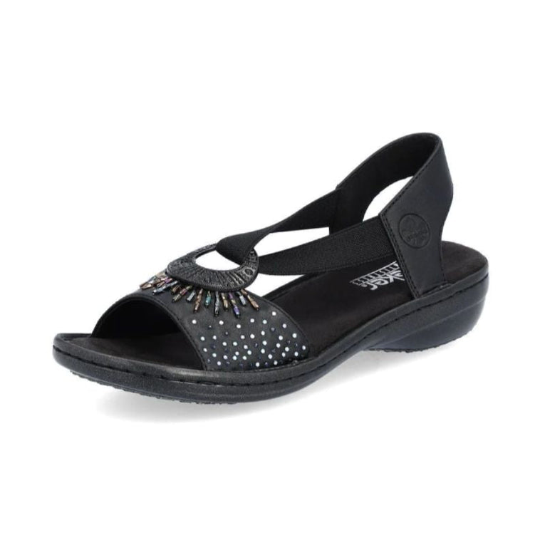 Rieker 60880-00 Black Women's Sandals