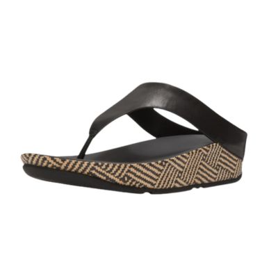Fitflop Lulu Lux Graphic-Weave Toe-Post Black Women's Sandals