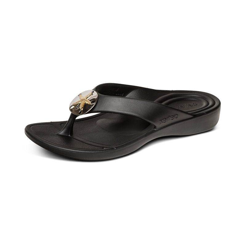 Aetrex Maui Starfish Black Women's Flips