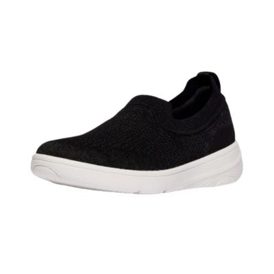 Fitflop Super-Q Knit Black Slip-On Women's Walking Shoes