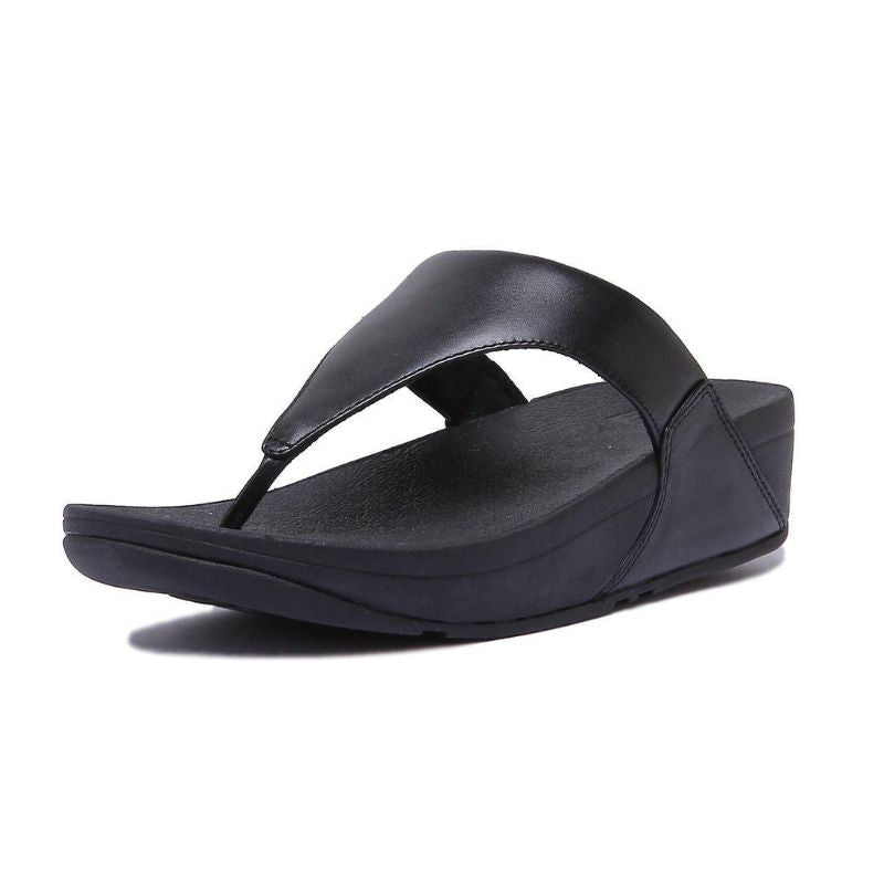 Fitflop Lulu Black Leather Toe-Post Women's Sandals