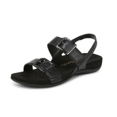 Vionic Reese Black Leather Women's Sandals