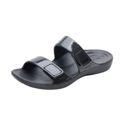 Aetrex Kaia Black Gloss Women's Flipflops