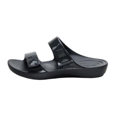 Aetrex Kaia Black Gloss Women's Flipflops