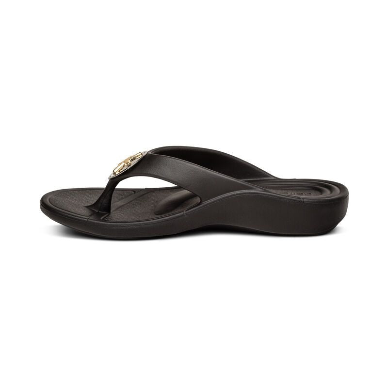 Aetrex Maui Starfish Black Women's Flips