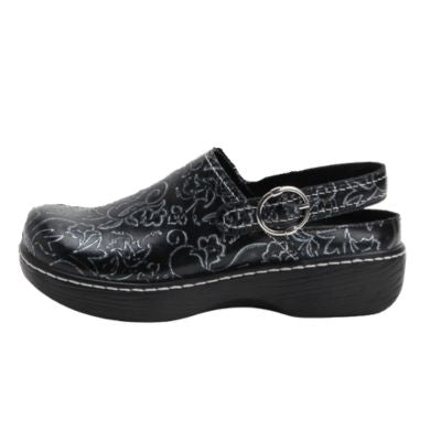 Alegria Olie 8163 Embroider Me Pewter Women's Clogs