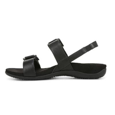 Vionic Reese Black Leather Women's Sandals