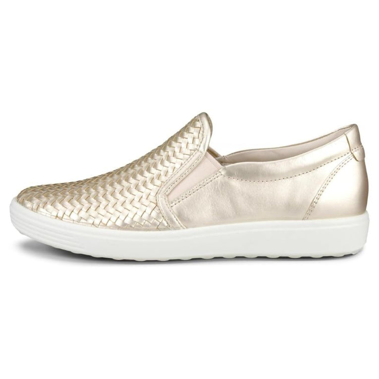 Ecco Soft 7 W Pure White Gold Women's Slip-On Shoes 470113 01688