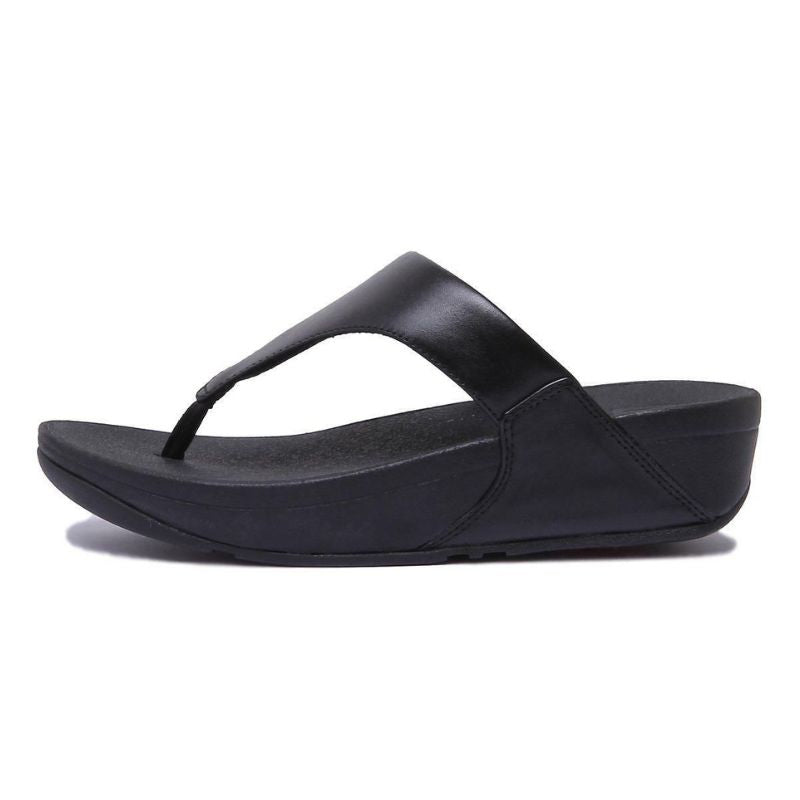 Fitflop Lulu Black Leather Toe-Post Women's Sandals