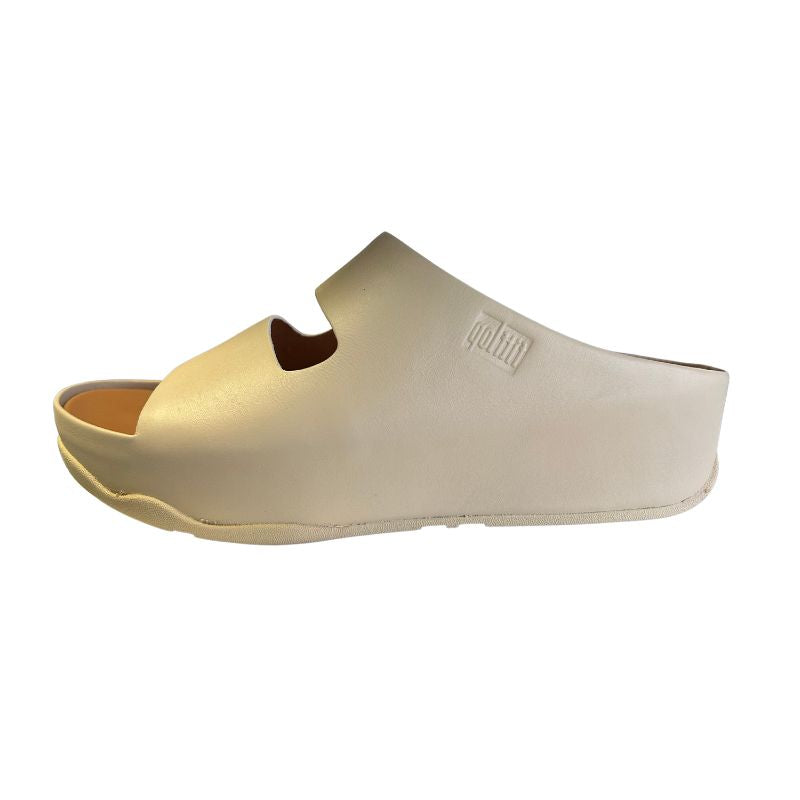 Fitflop Shuv Two-Bar Stone Beige Leather Women's Slides