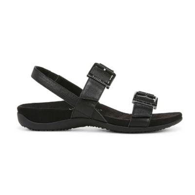 Vionic Reese Black Leather Women's Sandals