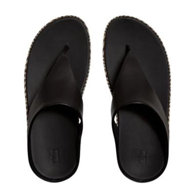 Fitflop Lulu Lux Graphic-Weave Toe-Post Black Women's Sandals