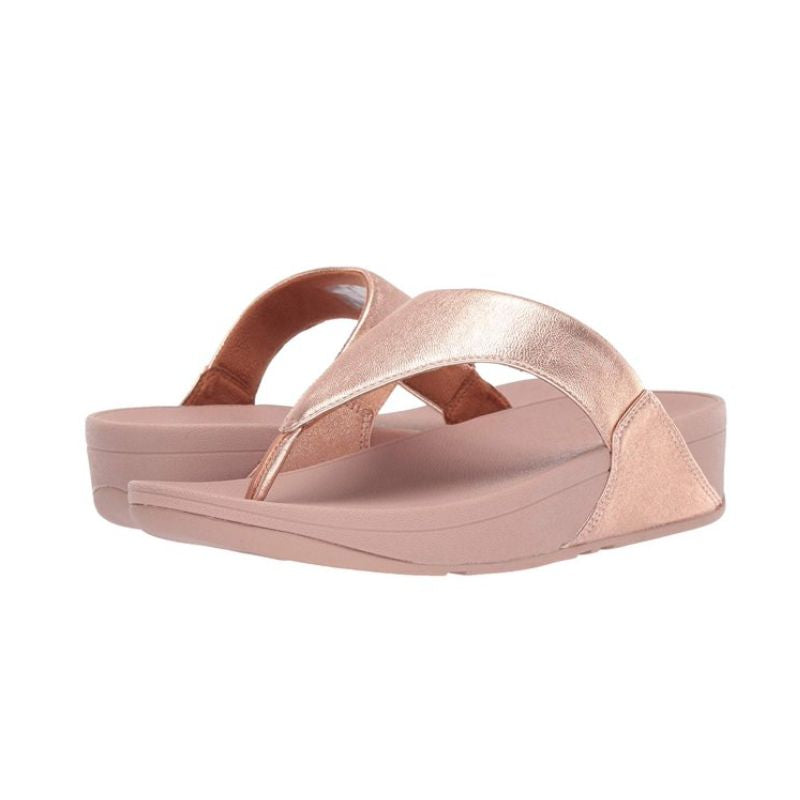 FitFlop Lulu Leather Toe Post Rose Gold 10