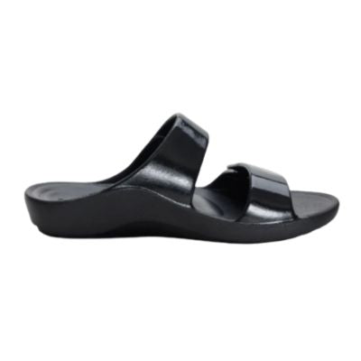 Aetrex Kaia Black Gloss Women's Flipflops