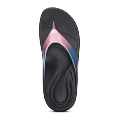 Aetrex Maui Metallic Pink Ombre Women's Flips