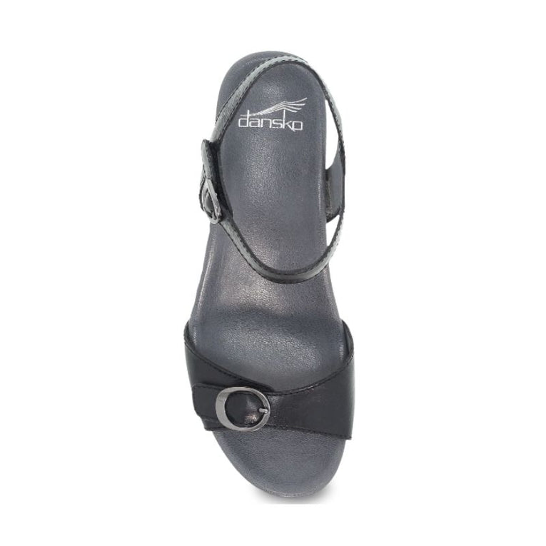 Dansko Arielle Glazed Leather Kid Black Women's Sandals