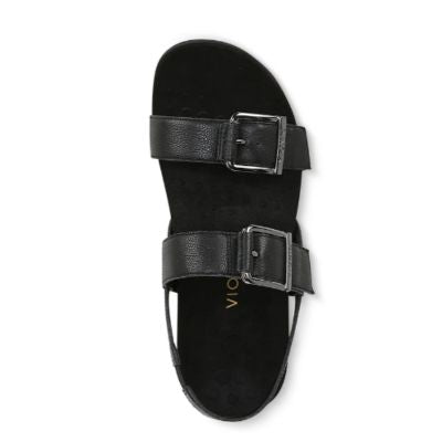 Vionic Reese Black Leather Women's Sandals