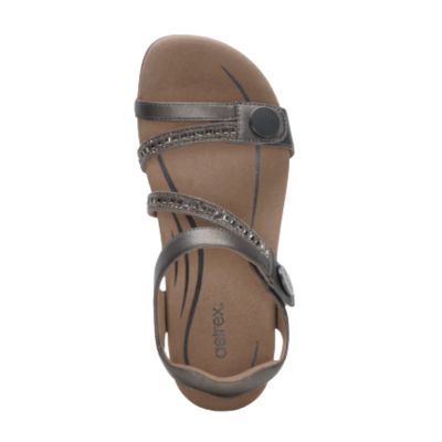 Aetrex Jess Pewter Sparkle Women's Sandals