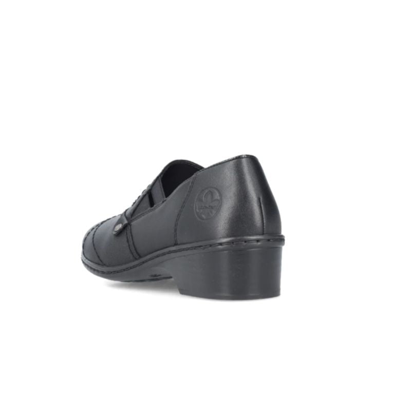 Semelle Légère Absorption Rieker Mocassin Femme 48260 | Cuir Noir Semelle Légère Absorption Rieker Mocassin Femme 48260 | Cuir Noir