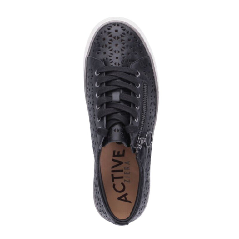 Ziera Pandoe XF-ZR Black Leather Women's Walking Shoes