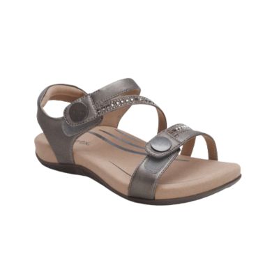 Aetrex Jess Pewter Sparkle Women's Sandals