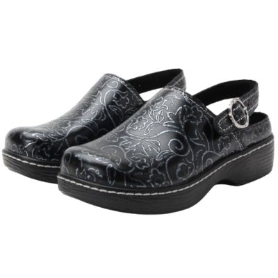 Alegria Olie 8163 Embroider Me Pewter Women's Clogs