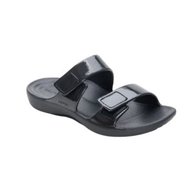 Aetrex Kaia Black Gloss Women's Flipflops