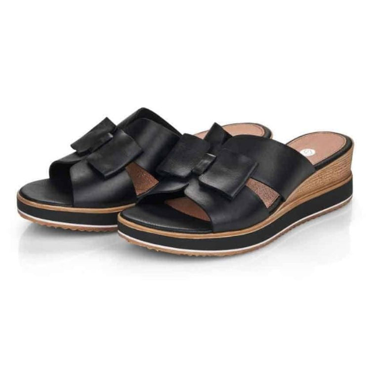 Remonte D6456-00 Black Women's Wedge Slides