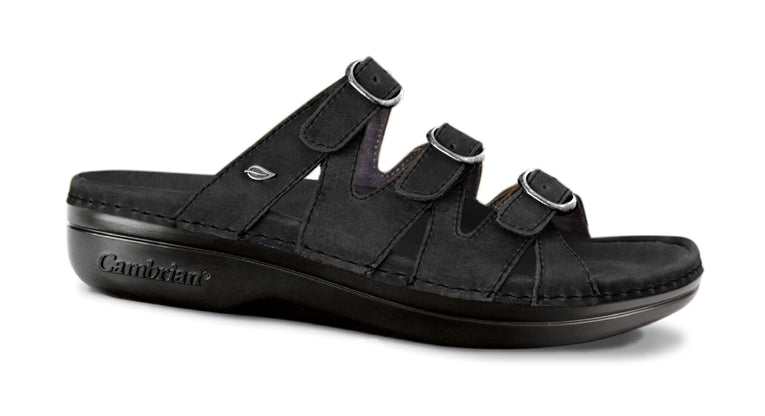 Cambrian Sylvan Black Wide Women's Slides | 63412