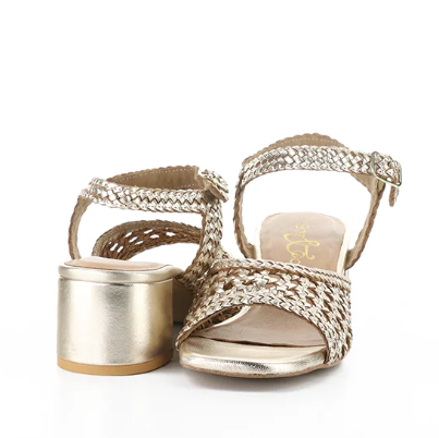 Wendi LT Gold Woven Leather Dress Sandal