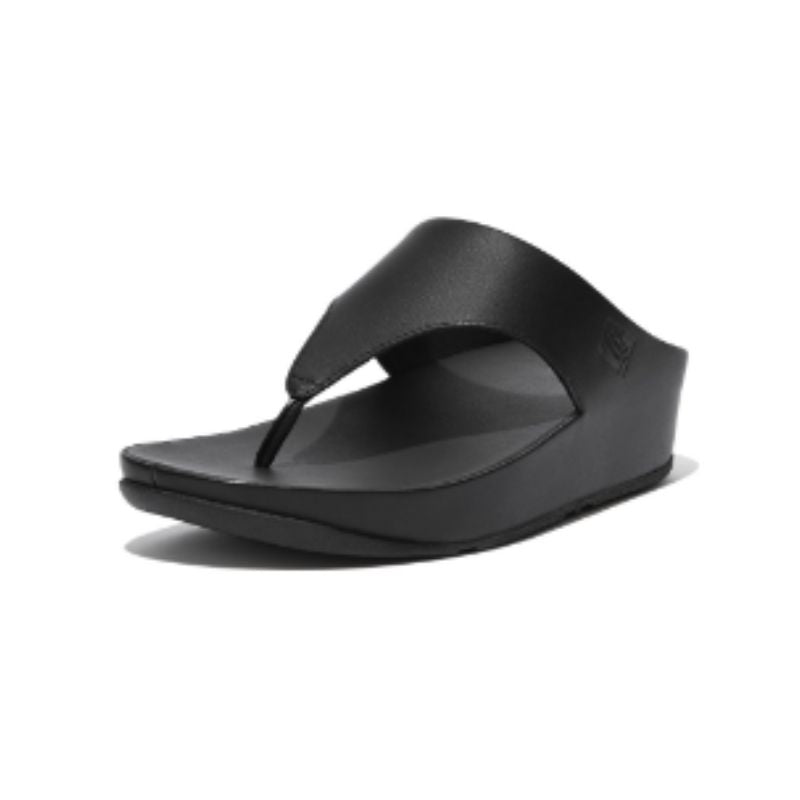 Fitflop Shuv Toe-Post Black Leather Women's Sandals