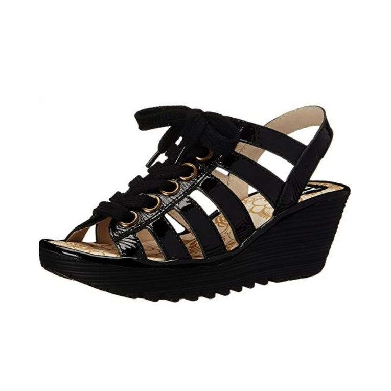 Fly London Yito Black Women's Wedge Sandals FINAL SALE